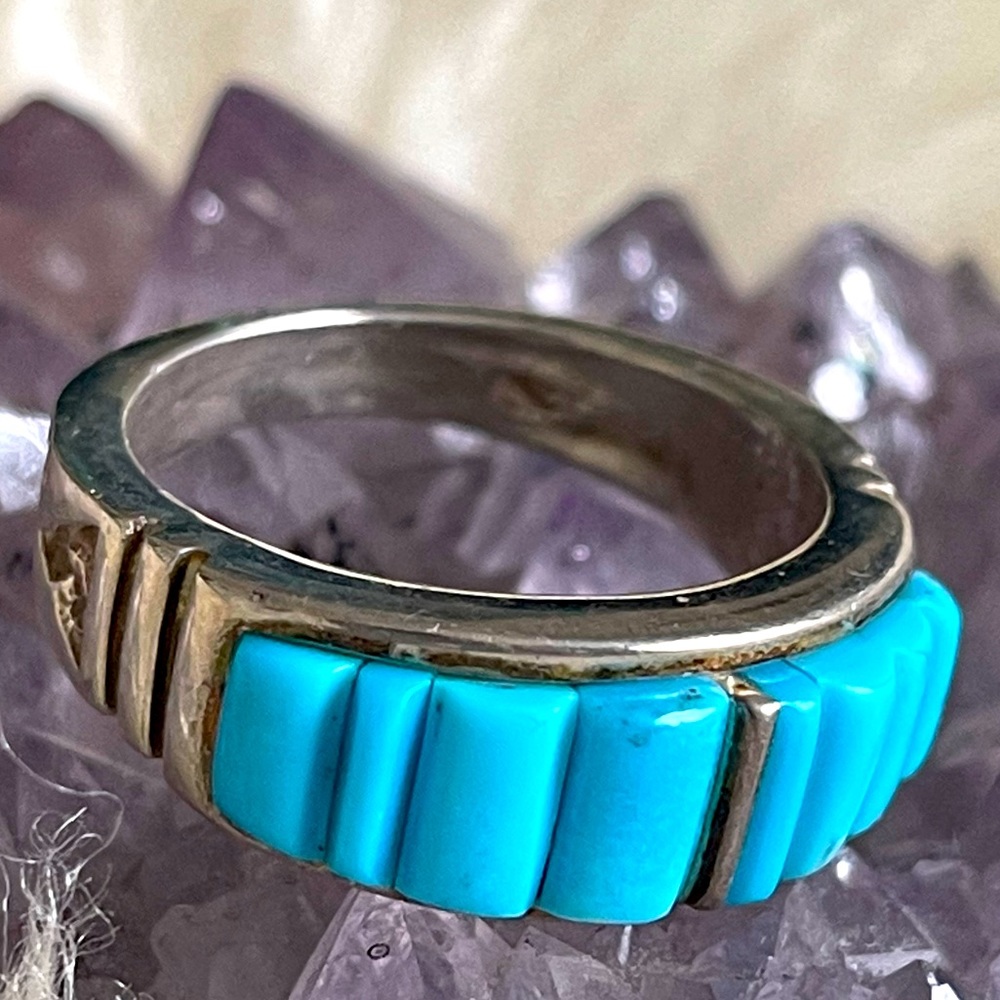Turquoise inlay ring sz10